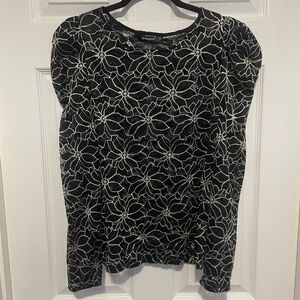 🌟4/$13🌟 Allegra K Mesh Black and White Floral Blouse